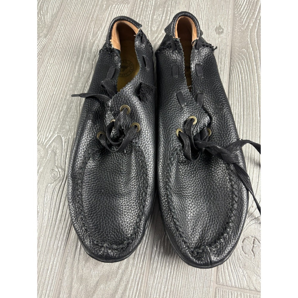 Camel Logo Mens Black Leather Lace Up Shoes Rubber Sole Size 47 ARMM1211